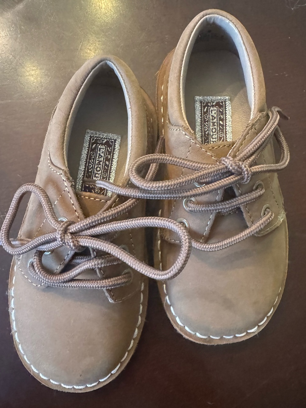 L'Amour Kids Tan Lace-Up Dress Shoes